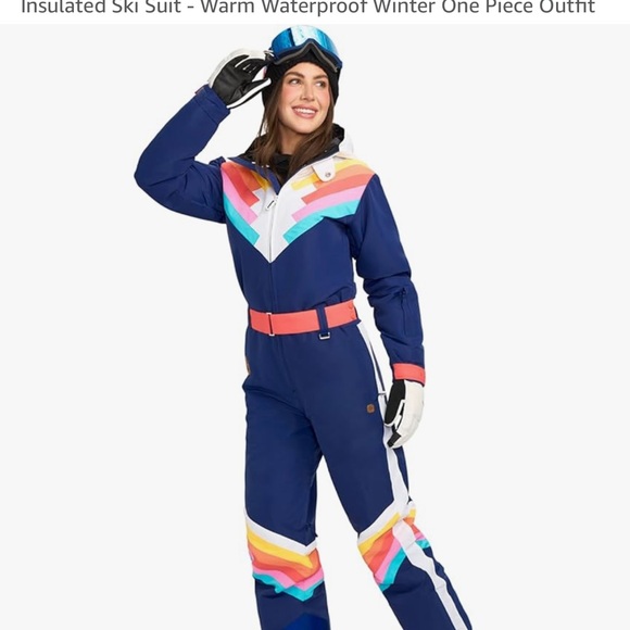 Tipsy Elves Navy and Rainbow Ski Jacket - Picture 3 of 5